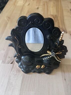 Black ceramic unicorn mirror